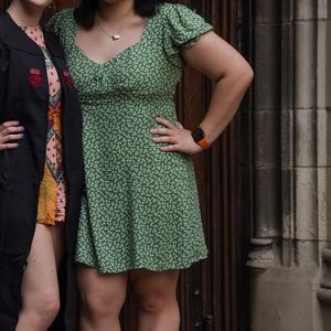 Green floral minidress